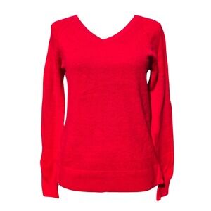 Gap NWT Womens Pure Red Bella V-Neck Textured Knit Cotton Sweater XS 470382-11